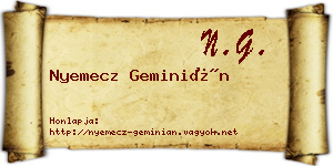 Nyemecz Geminián névjegykártya